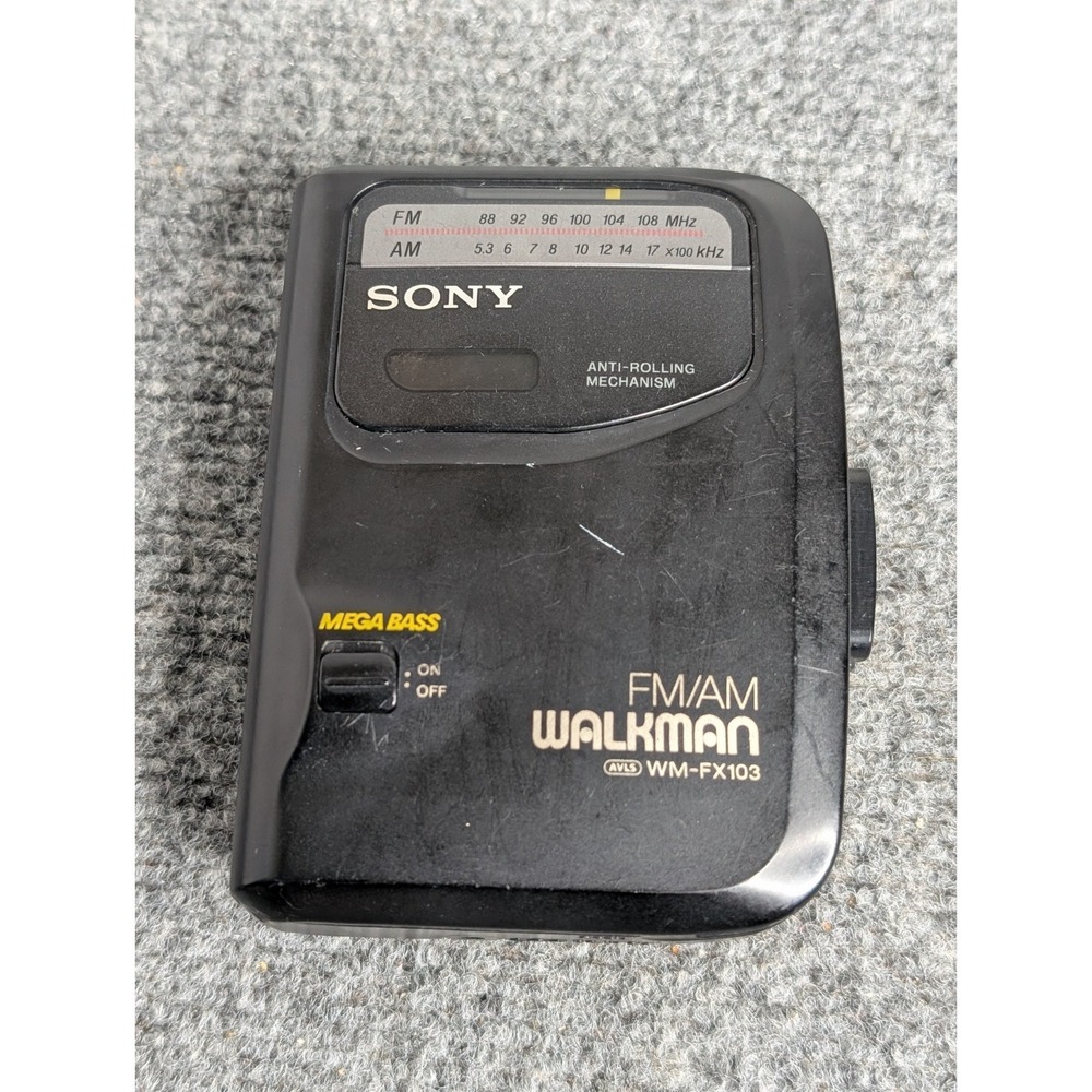 Sony Walkman FM/AM WM-FX103 Radio Cassette Player Mega Base Anti-Rolling‎ Black